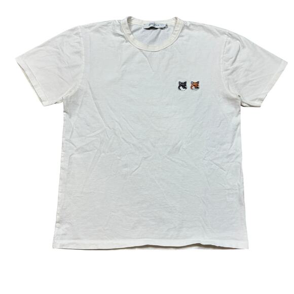 Maison Kitsune Double Fox Head Patch Classic Tee Shirt Men's Small - Picture 1 of 9